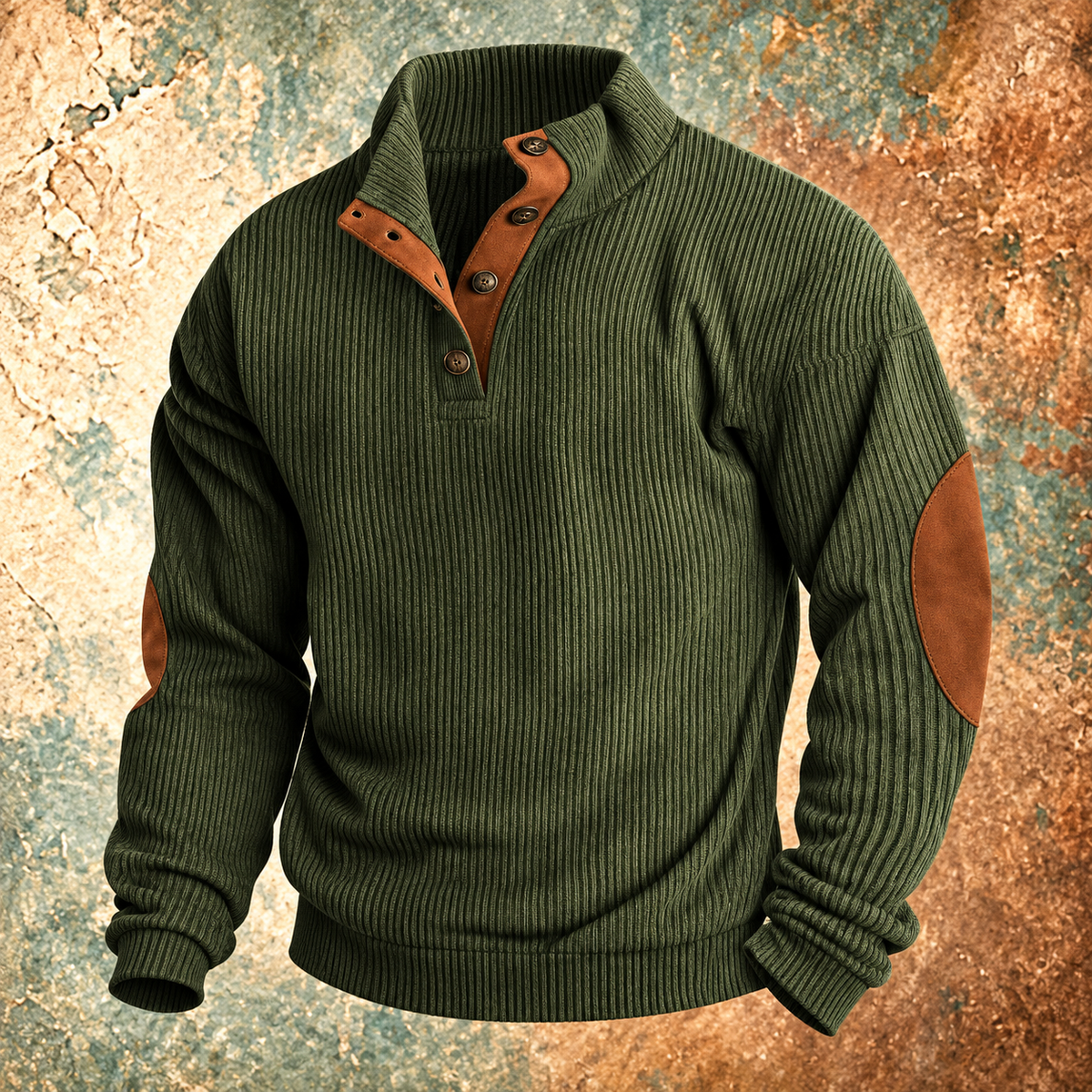 Caleb™ | Corduroy Button-Collar Pullover Sweater