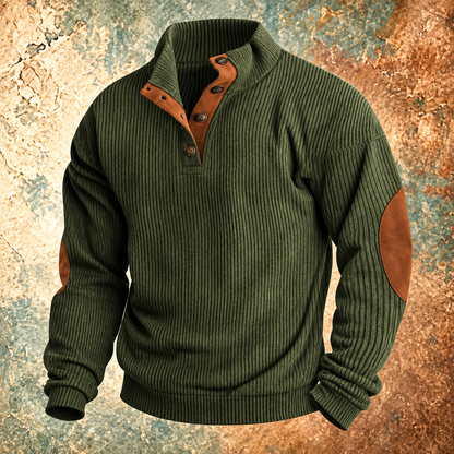 Caleb™ | Corduroy Button-Collar Pullover Sweater