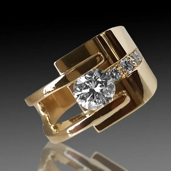 Veronica - Vintage gold-plated zirconia ring