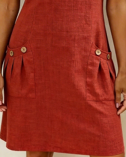 Bonnie | Cotton Linen Zip Dress With Pockets