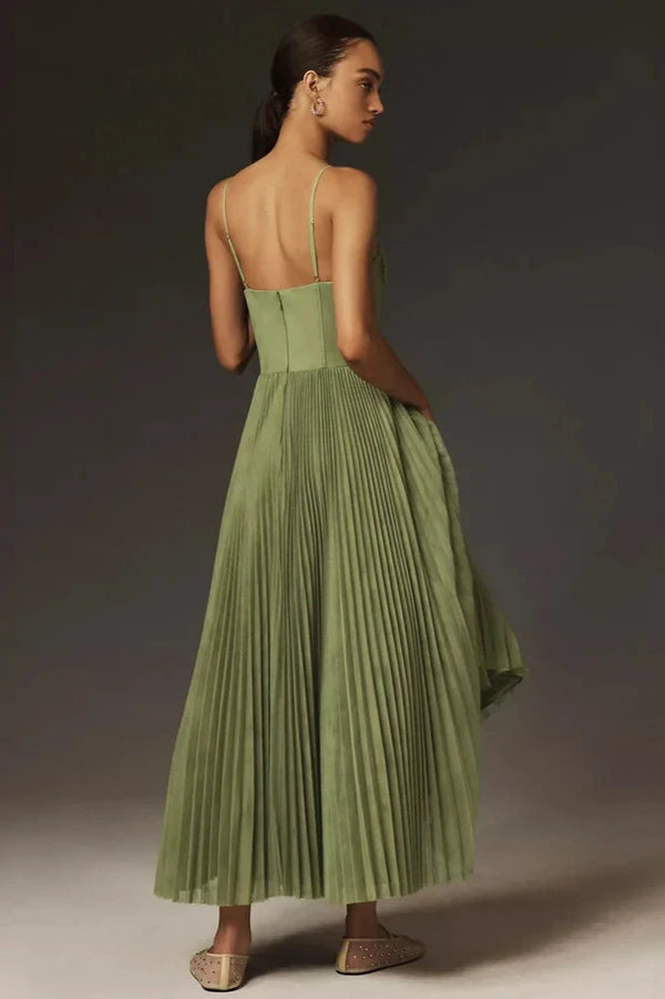 Claire | Women’s Asymmetrical Draped Tulle Pleated Dress