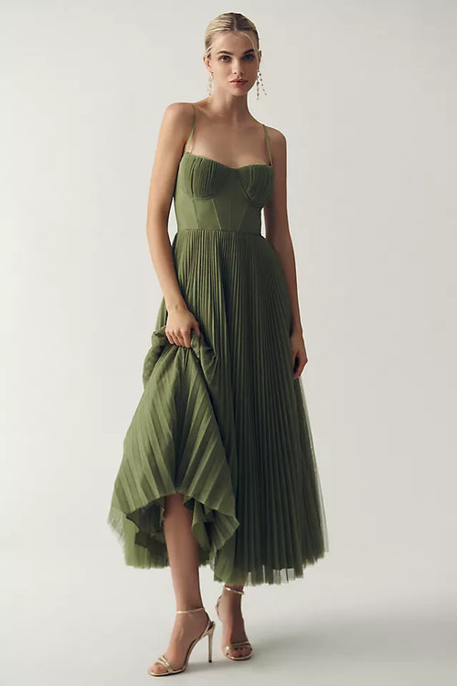 Claire | Women’s Asymmetrical Draped Tulle Pleated Dress