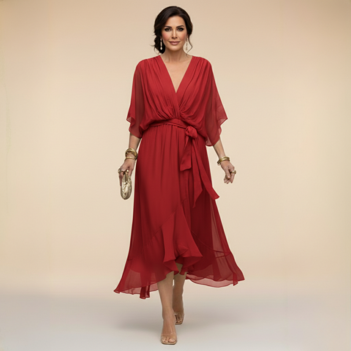 DANIELLE | CHIFFON V-NECK DRESS