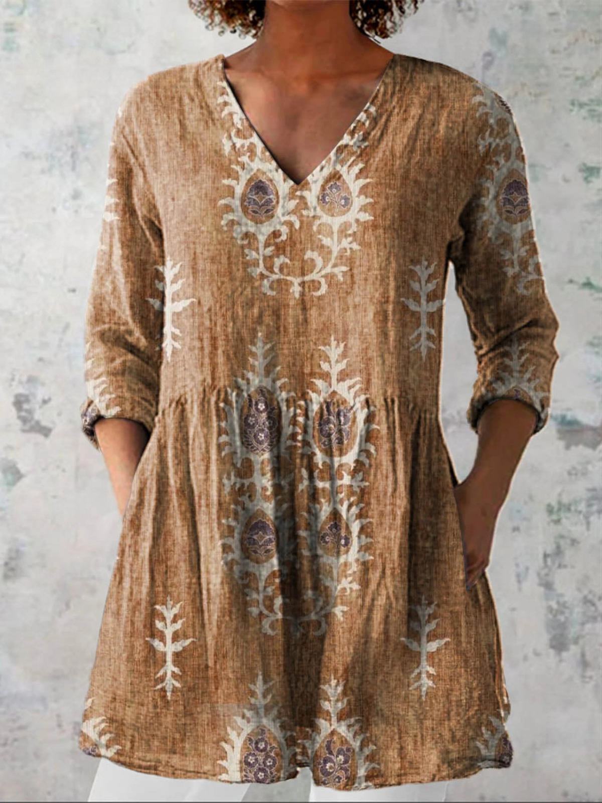 Willow | Vintage Floral V-Neck Shirt