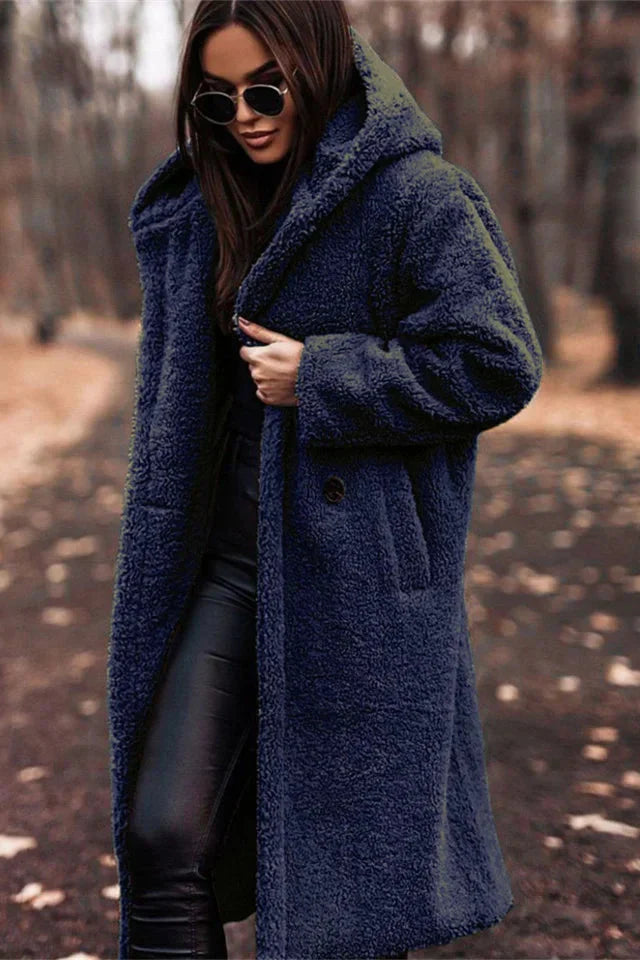 ARVIA - long teddy coat with hood