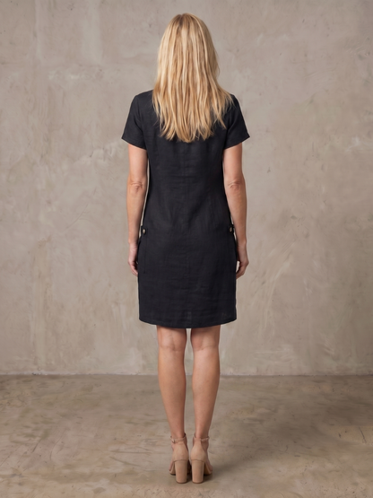 BONNIE | Cotton Linen Zip Dress With Pockets
