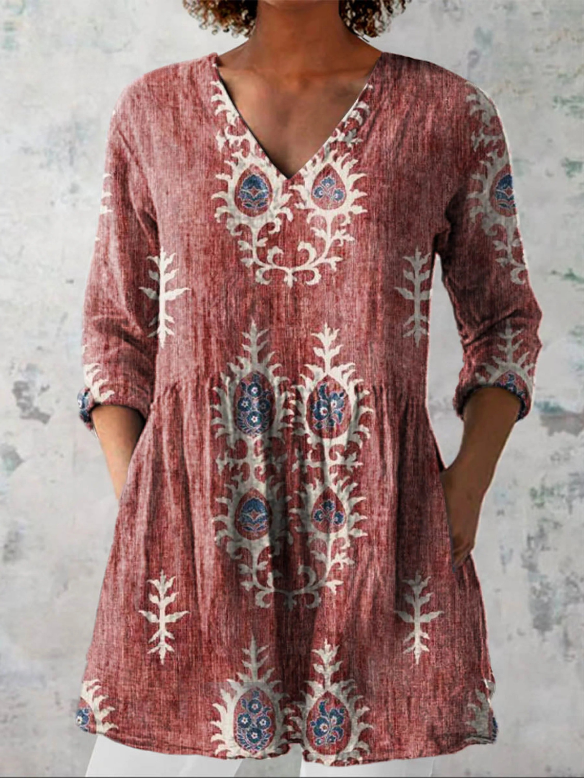Willow | Vintage Floral V-Neck Shirt