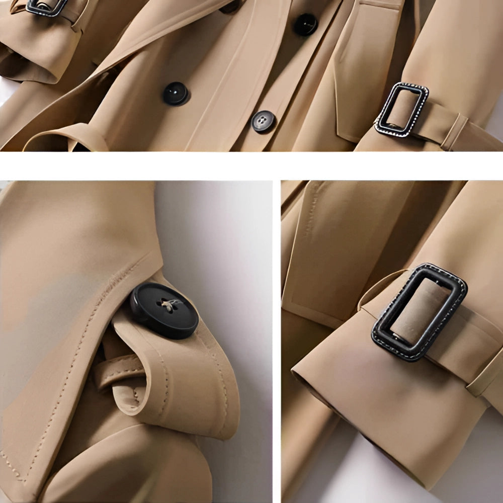 Avery | Double-Breasted Long Trench Coat with Belt
