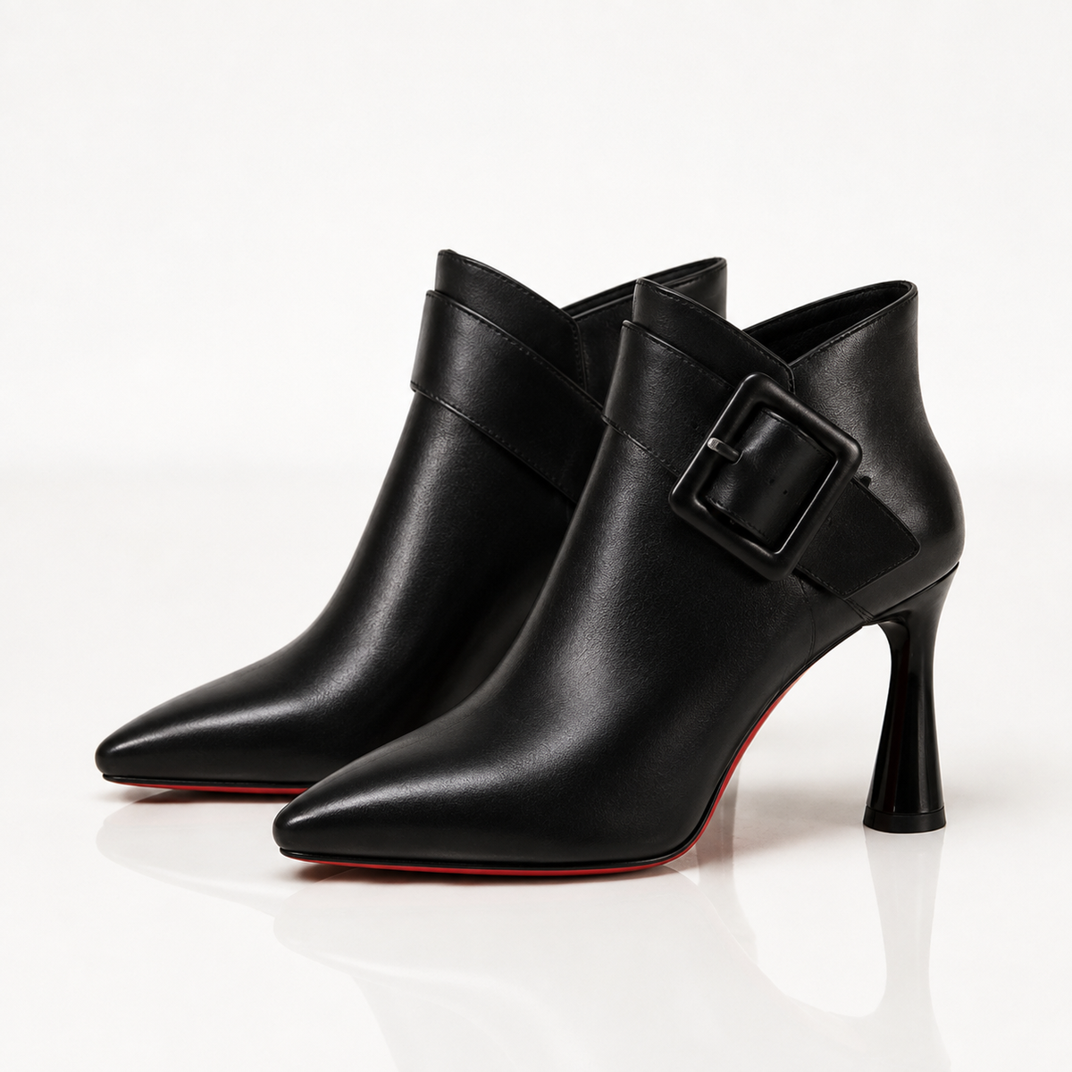 Camille™ | Leather Buckle Ankle Boots