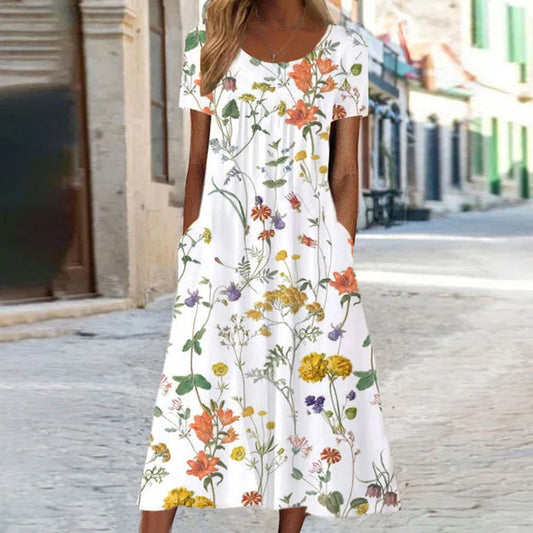 Laura | Boho Floral Dress with Tummy Control Effect