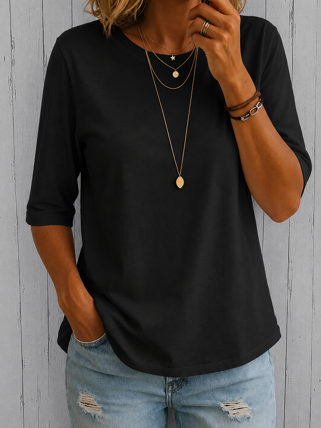 Helen™ | Relaxed Everyday Half-Sleeve Tee