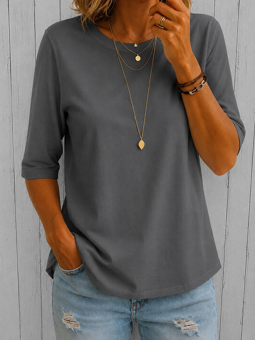 Helen™ | Relaxed Everyday Half-Sleeve Tee