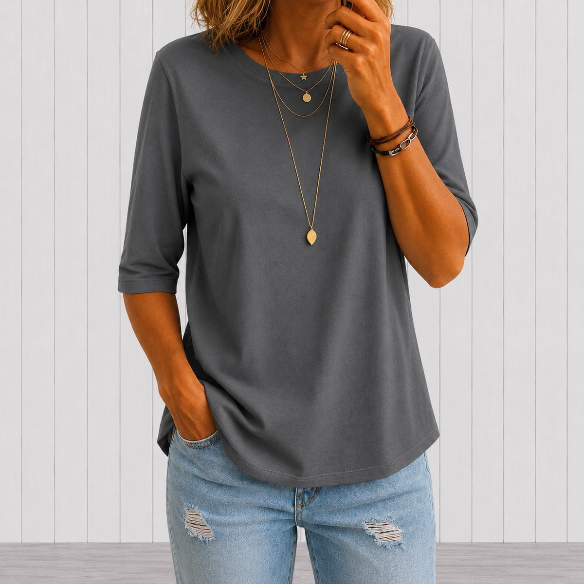 Helen™ | Relaxed Everyday Half-Sleeve Tee