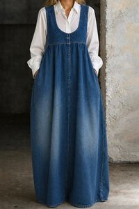 Ginger | Loose Denim Vest Dress