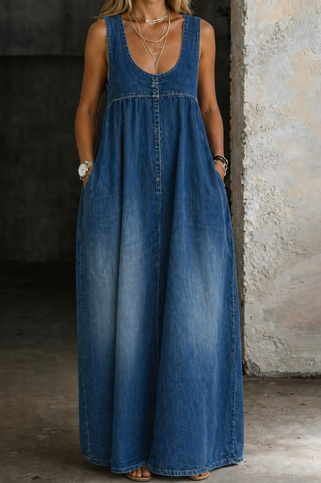 Ginger | Loose Denim Vest Dress
