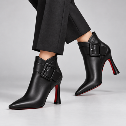 Camille™ | Leather Buckle Ankle Boots