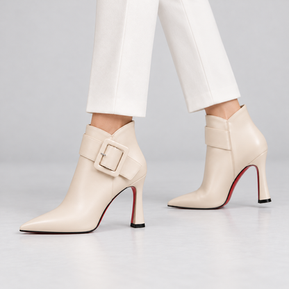 Camille™ | Leather Buckle Ankle Boots
