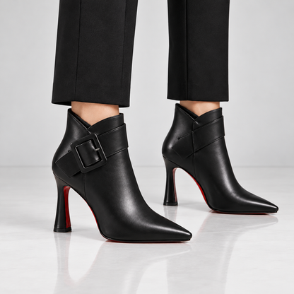 Camille™ | Leather Buckle Ankle Boots
