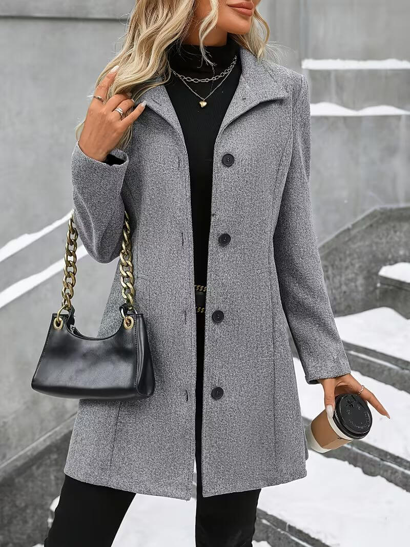 Evelyn™ | Elegant Stand-Collar Coat