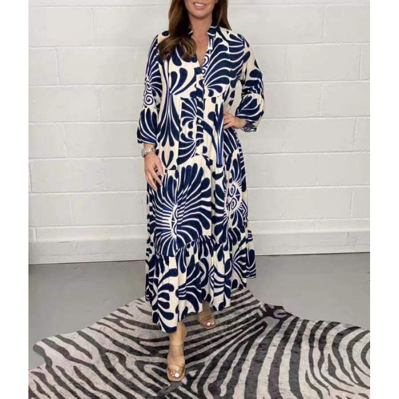 Noémie Elegance – Loose-fitting nature print dress in flowing viscose