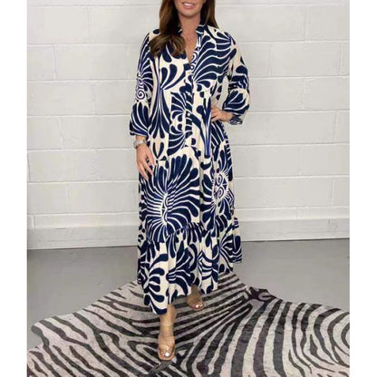 Noémie Elegance – Loose-fitting nature print dress in flowing viscose