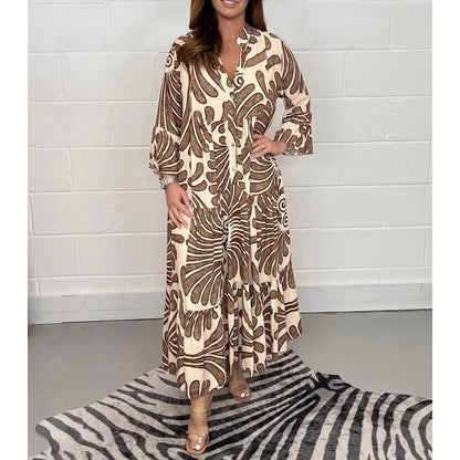 Noémie Elegance – Loose-fitting nature print dress in flowing viscose