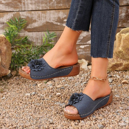 ROSALIE | FLORAL ORTHOPEDIC WEDGE SLIDES