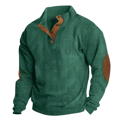 Caleb™ | Corduroy Button-Collar Pullover Sweater