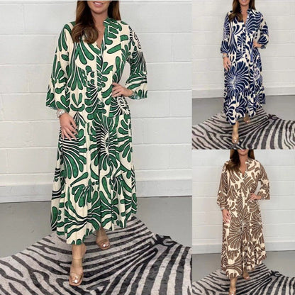 Noémie Elegance – Loose-fitting nature print dress in flowing viscose