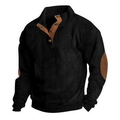 Caleb™ | Corduroy Button-Collar Pullover Sweater