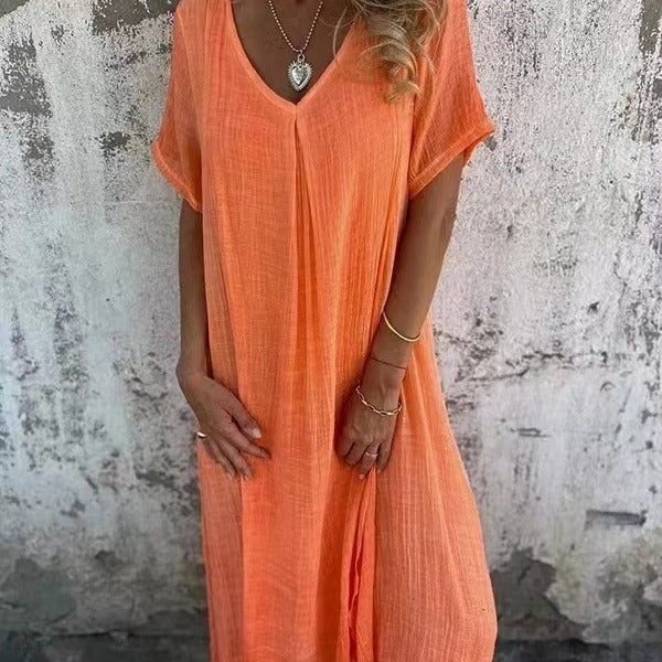 Naia™ | Women’s Airy V-Neck Cotton Linen Dress