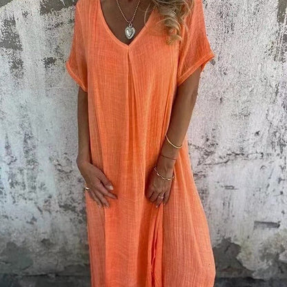 Naia™ | Women’s Airy V-Neck Cotton Linen Dress