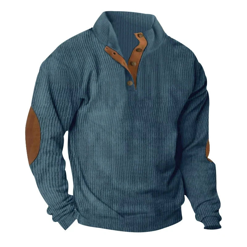 Caleb™ | Corduroy Button-Collar Pullover Sweater