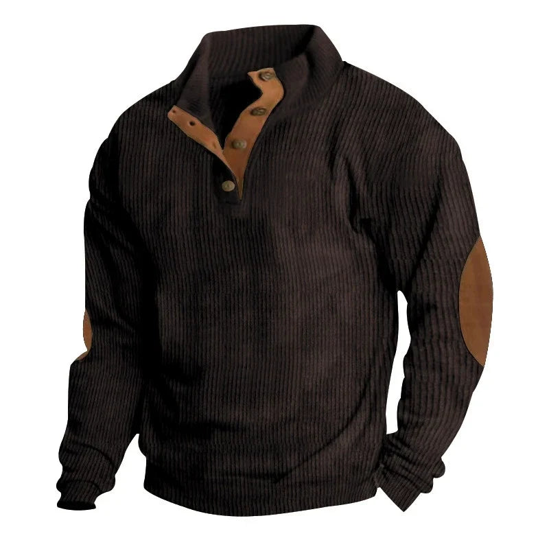 Caleb™ | Corduroy Button-Collar Pullover Sweater