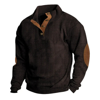 Caleb™ | Corduroy Button-Collar Pullover Sweater