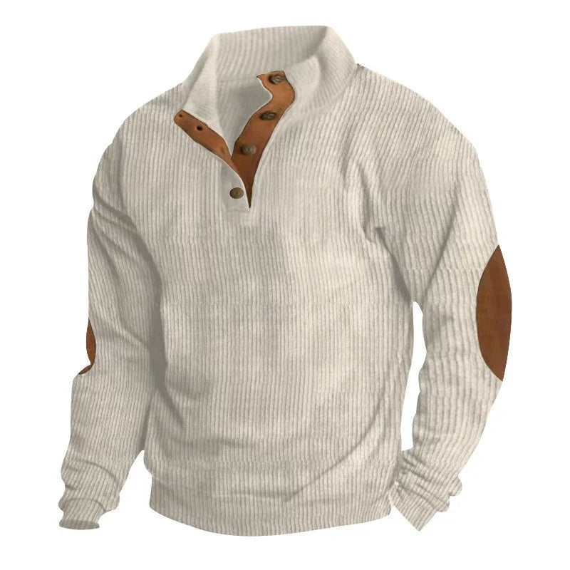 Caleb™ | Corduroy Button-Collar Pullover Sweater