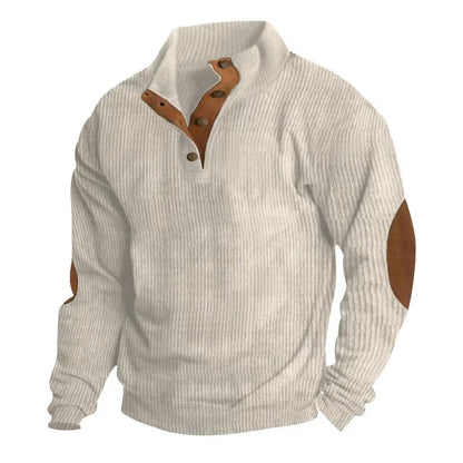 Caleb™ | Corduroy Button-Collar Pullover Sweater