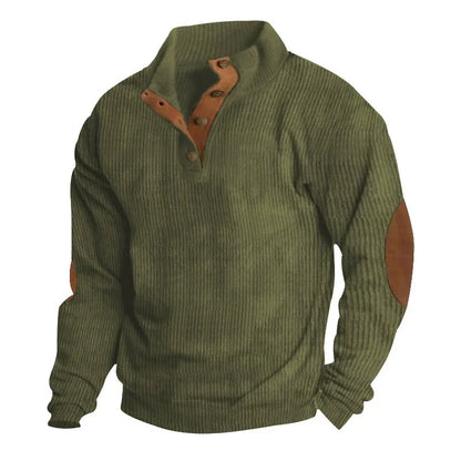 Caleb™ | Corduroy Button-Collar Pullover Sweater