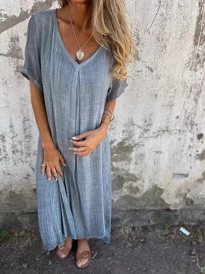 Naia™ | Women’s Airy V-Neck Cotton Linen Dress