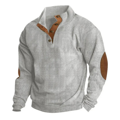 Caleb™ | Corduroy Button-Collar Pullover Sweater