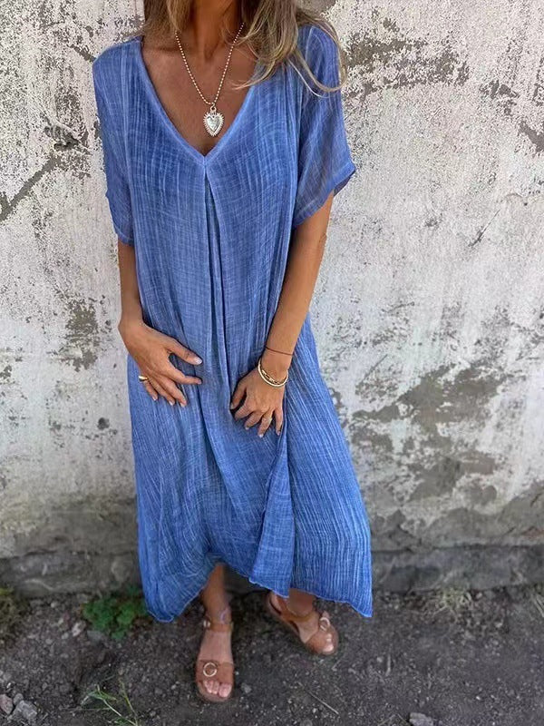 Naia™ | Women’s Airy V-Neck Cotton Linen Dress