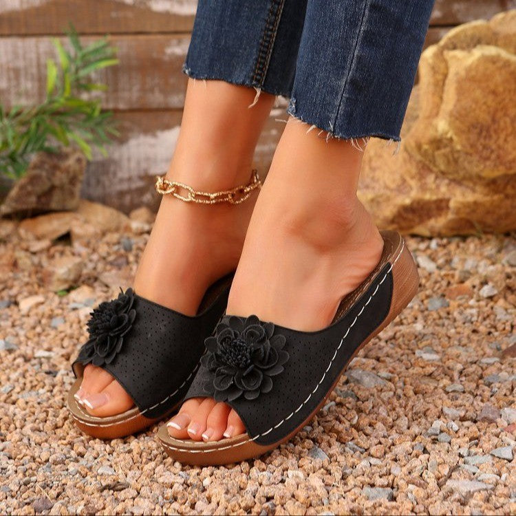 ROSALIE | FLORAL ORTHOPEDIC WEDGE SLIDES
