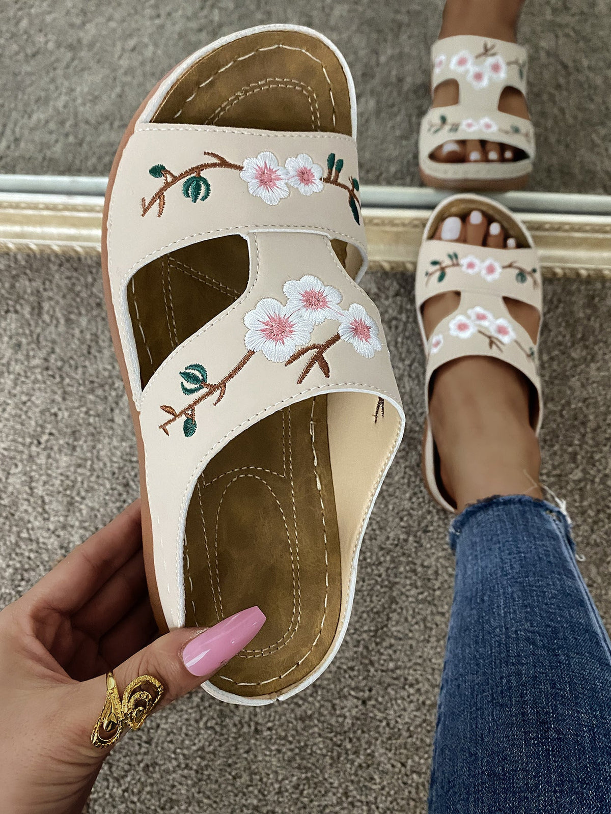 BLOSSOM | FLORAL ORTHOPEDIC SLIDE SANDALS