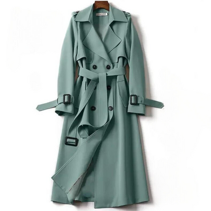 Avery | Double-Breasted Long Trench Coat with Belt