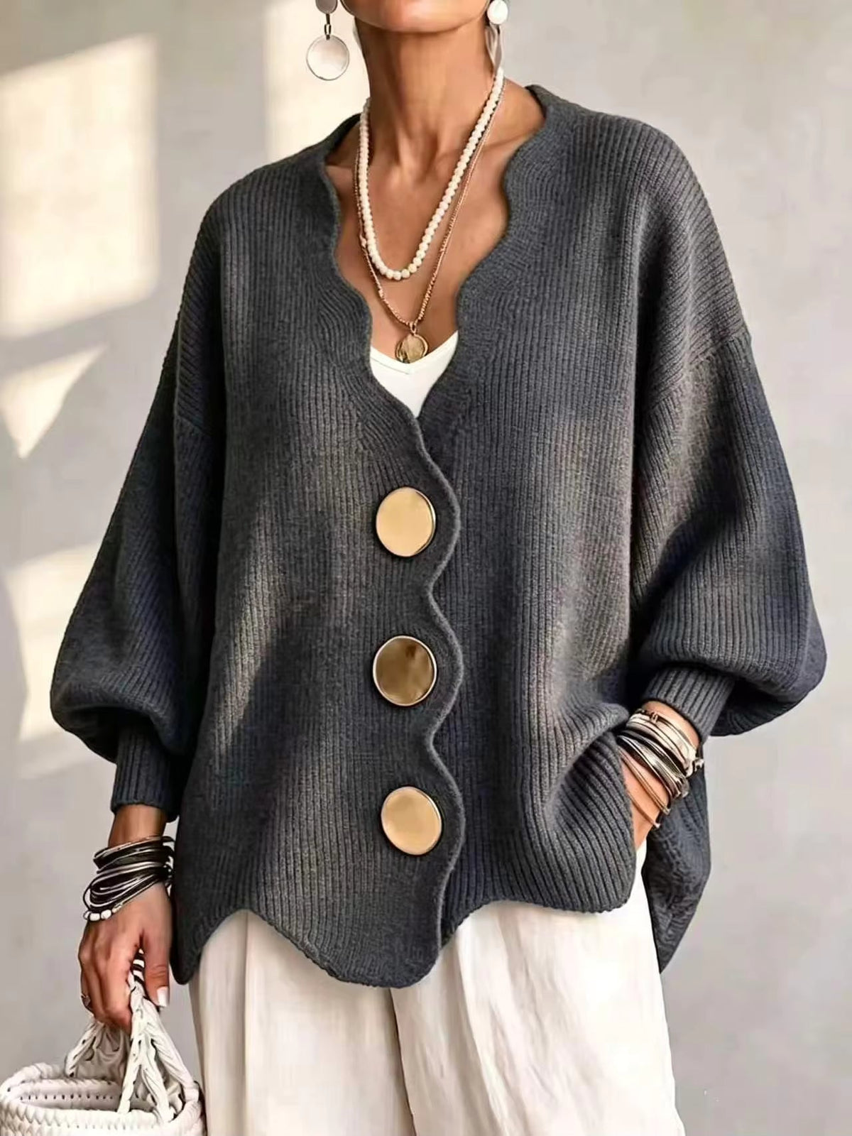 Connie | Loose Button Knit Cardigan