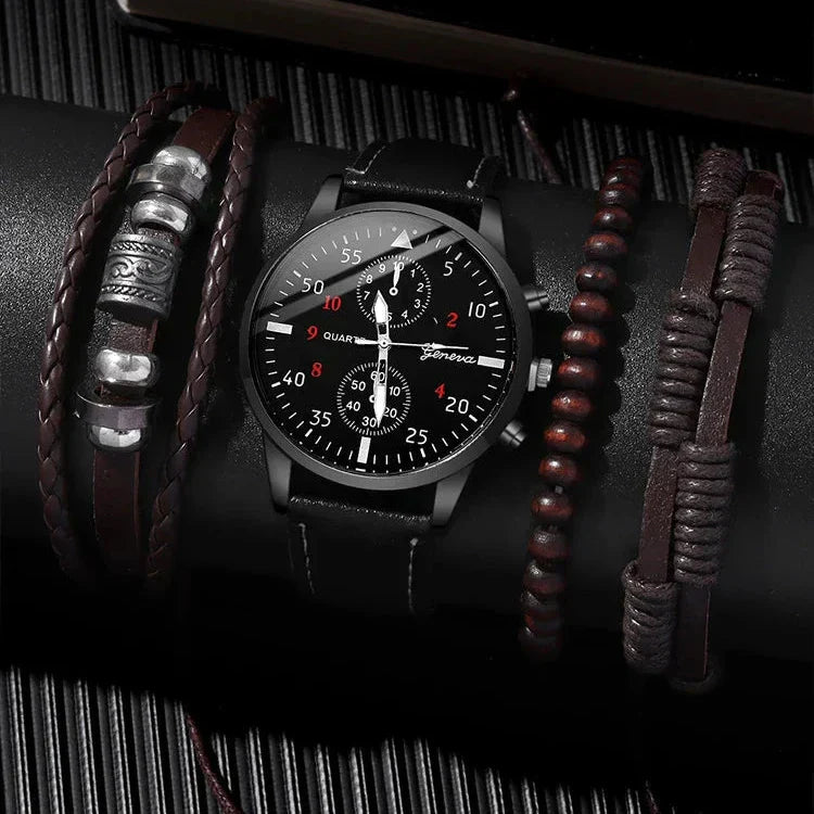 4-Piece Set with Fashion Watch and Bracelets