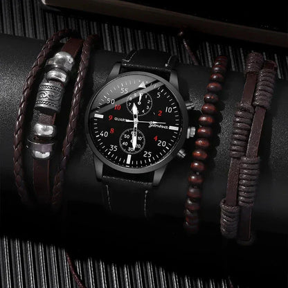 4-Piece Set with Fashion Watch and Bracelets