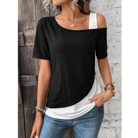 Jolijn | Chic Color Block Off-Shoulder Top