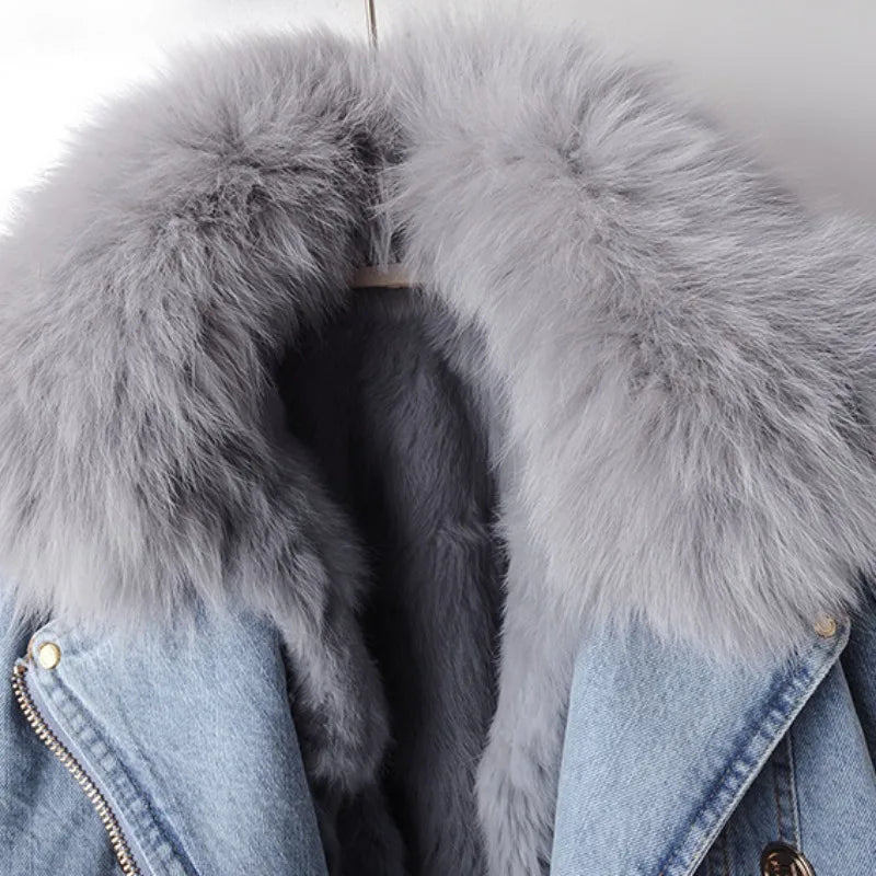 Olivia | Slim Fit Fur Lined Denim Jacket