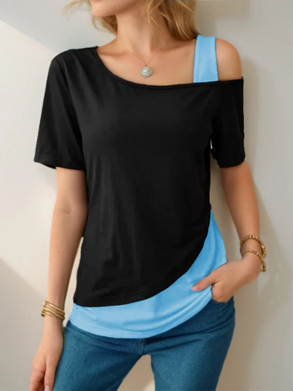 Jolijn | Chic Color Block Off-Shoulder Top